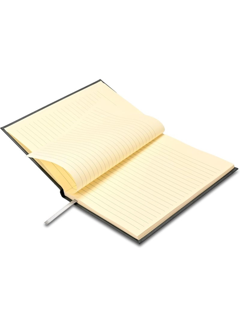 FIS Hard Cover Notebook A5 (148x210mm), Bonded Leather, 98 Sheets/196 Pages, Single Line, 85gsm Italian Ivory Paper, Glued Binding, Grey Cover - FSNBA5IVBLGY - Image 5